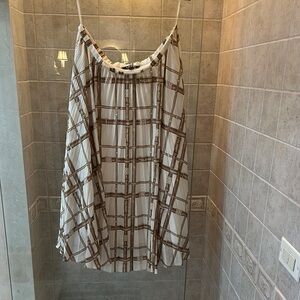 Lauren Ralph Lauren White and Brown Midi Skirt